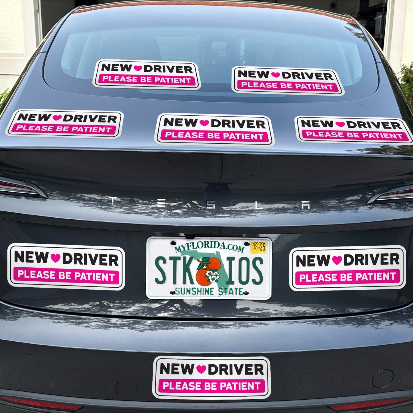 New Driver Stickers - Removable, Non-Magnetic, New Driver Signs For Cars & Windows - Cute Pink