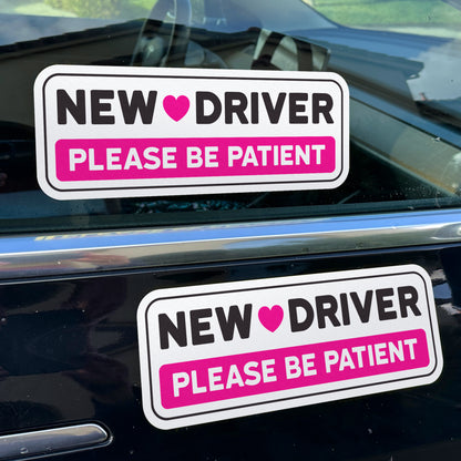 New Driver Stickers - Removable, Non-Magnetic, New Driver Signs For Cars & Windows - Cute Pink