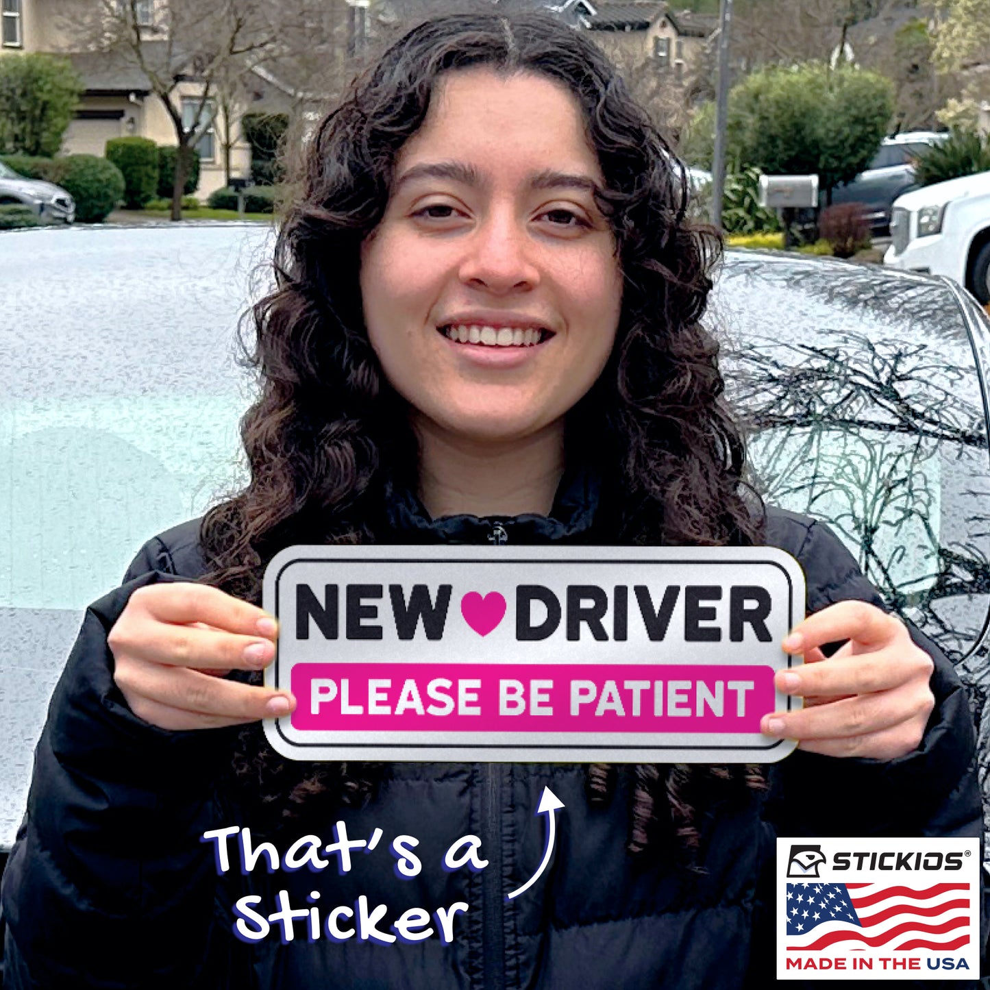 New Driver Stickers - Removable, Non-Magnetic, New Driver Signs For Cars & Windows - Cute Pink