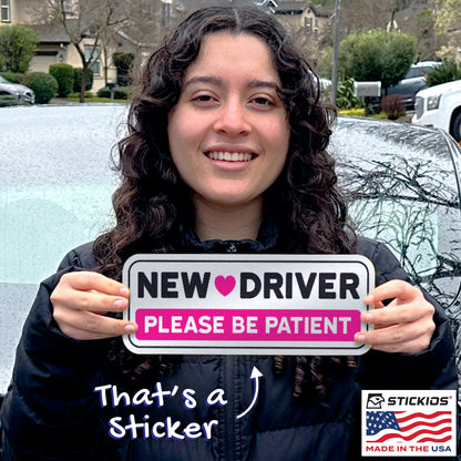 New Driver Stickers - Removable, Non-Magnetic, New Driver Signs For Cars & Windows - Cute Pink