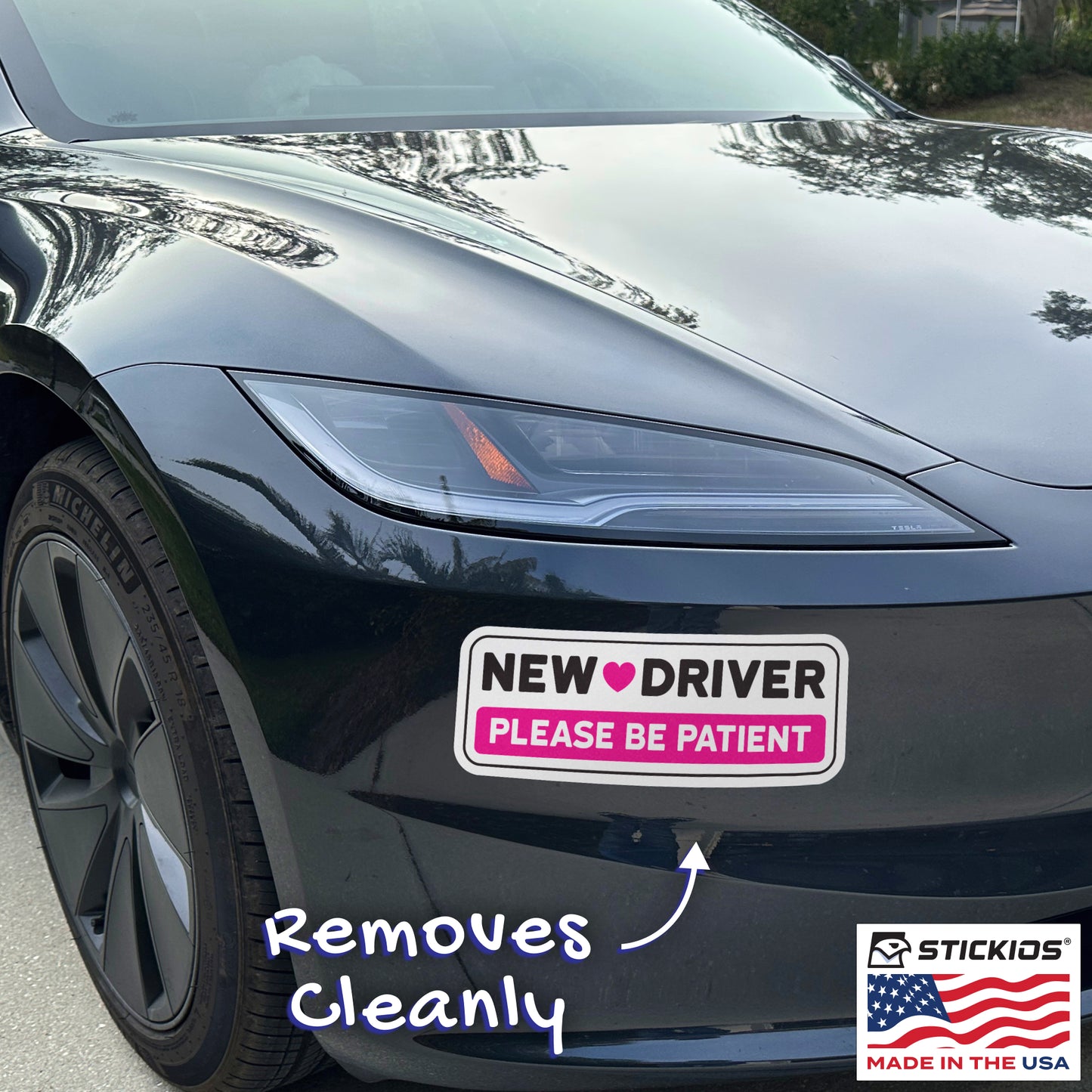 New Driver Stickers - Removable, Non-Magnetic, New Driver Signs For Cars & Windows - Cute Pink