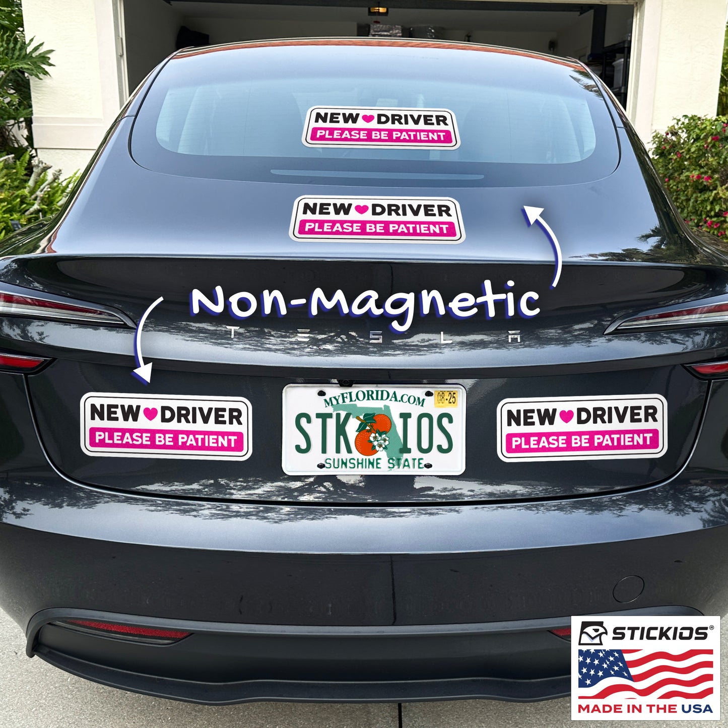 New Driver Stickers - Removable, Non-Magnetic, New Driver Signs For Cars & Windows - Cute Pink