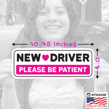 New Driver Stickers - Removable, Non-Magnetic, New Driver Signs For Cars & Windows - Cute Pink