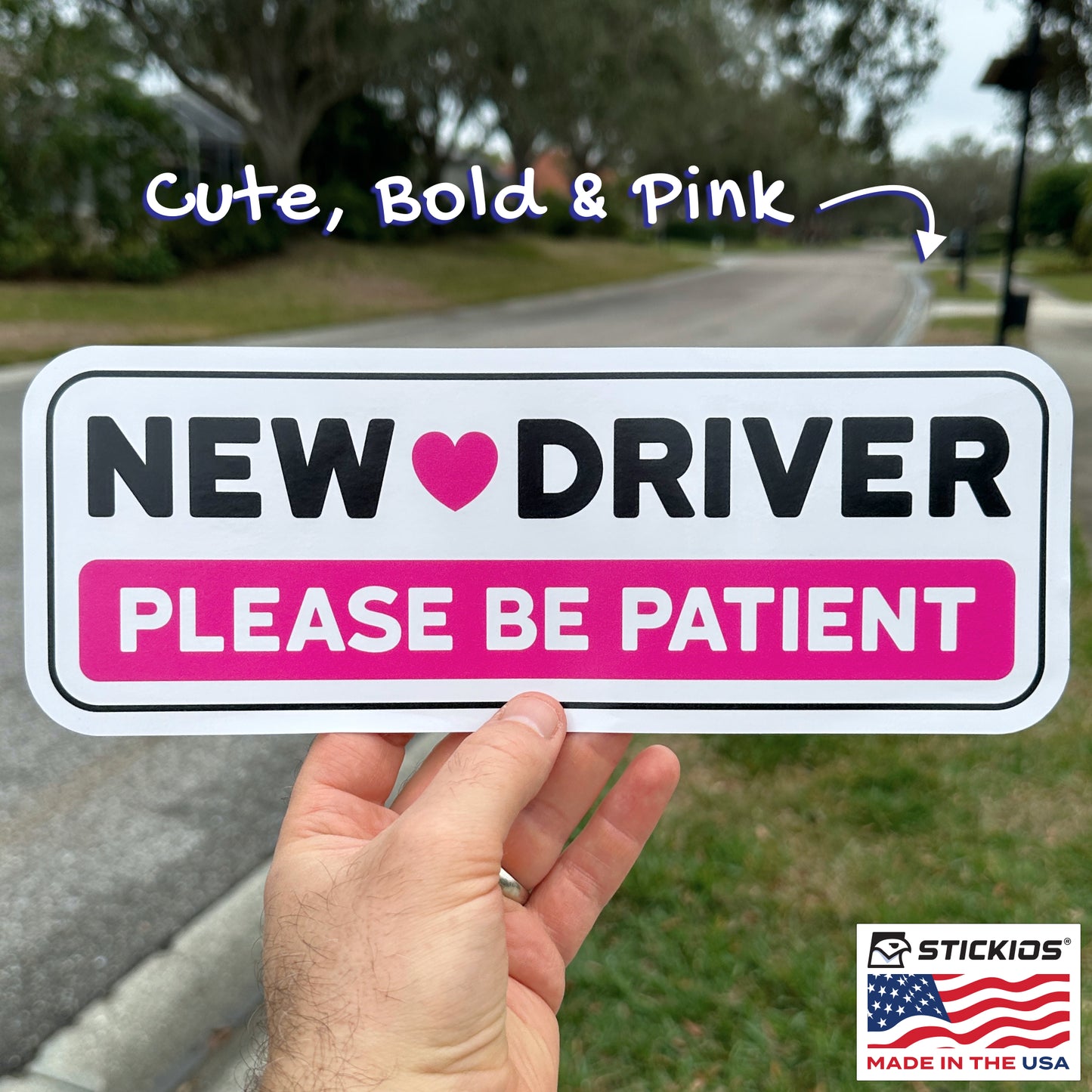 New Driver Stickers - Removable, Non-Magnetic, New Driver Signs For Cars & Windows - Cute Pink