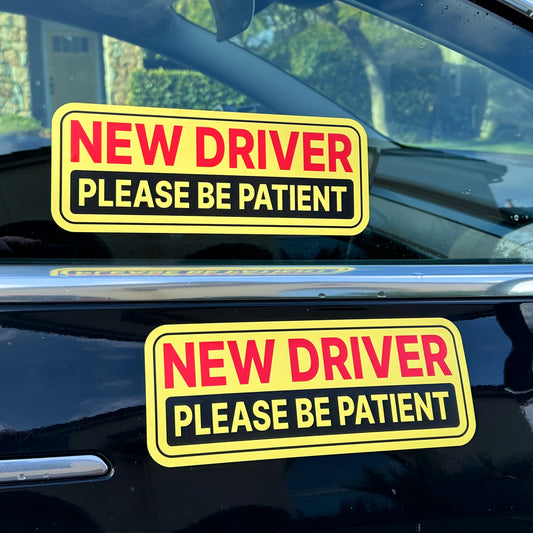 New Driver Stickers - Removable, Non-Magnetic, New Driver Signs For Cars & Windows - Classic Yellow