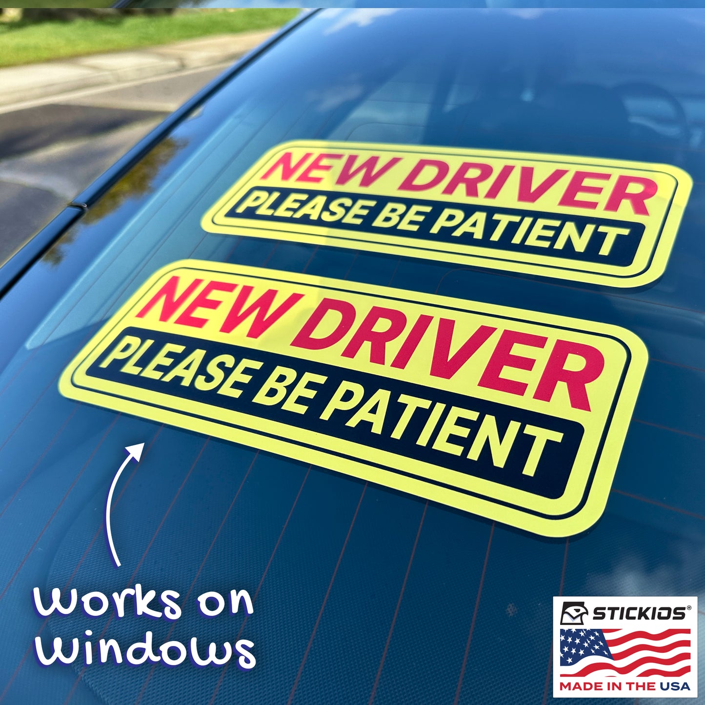 New Driver Stickers - Removable, Non-Magnetic, New Driver Signs For Cars & Windows - Classic Yellow