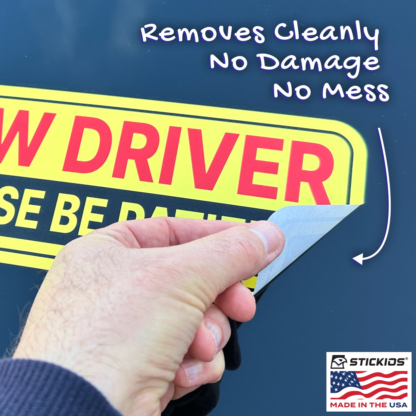 New Driver Stickers - Removable, Non-Magnetic, New Driver Signs For Cars & Windows - Classic Yellow