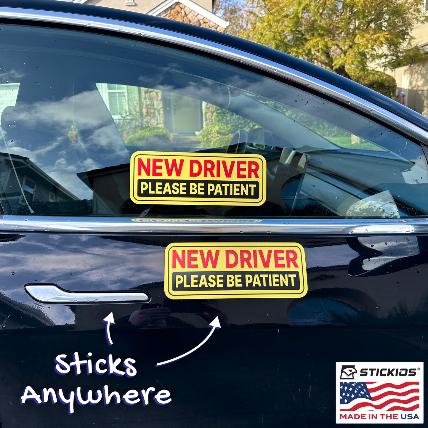 New Driver Stickers - Removable, Non-Magnetic, New Driver Signs For Cars & Windows - Classic Yellow