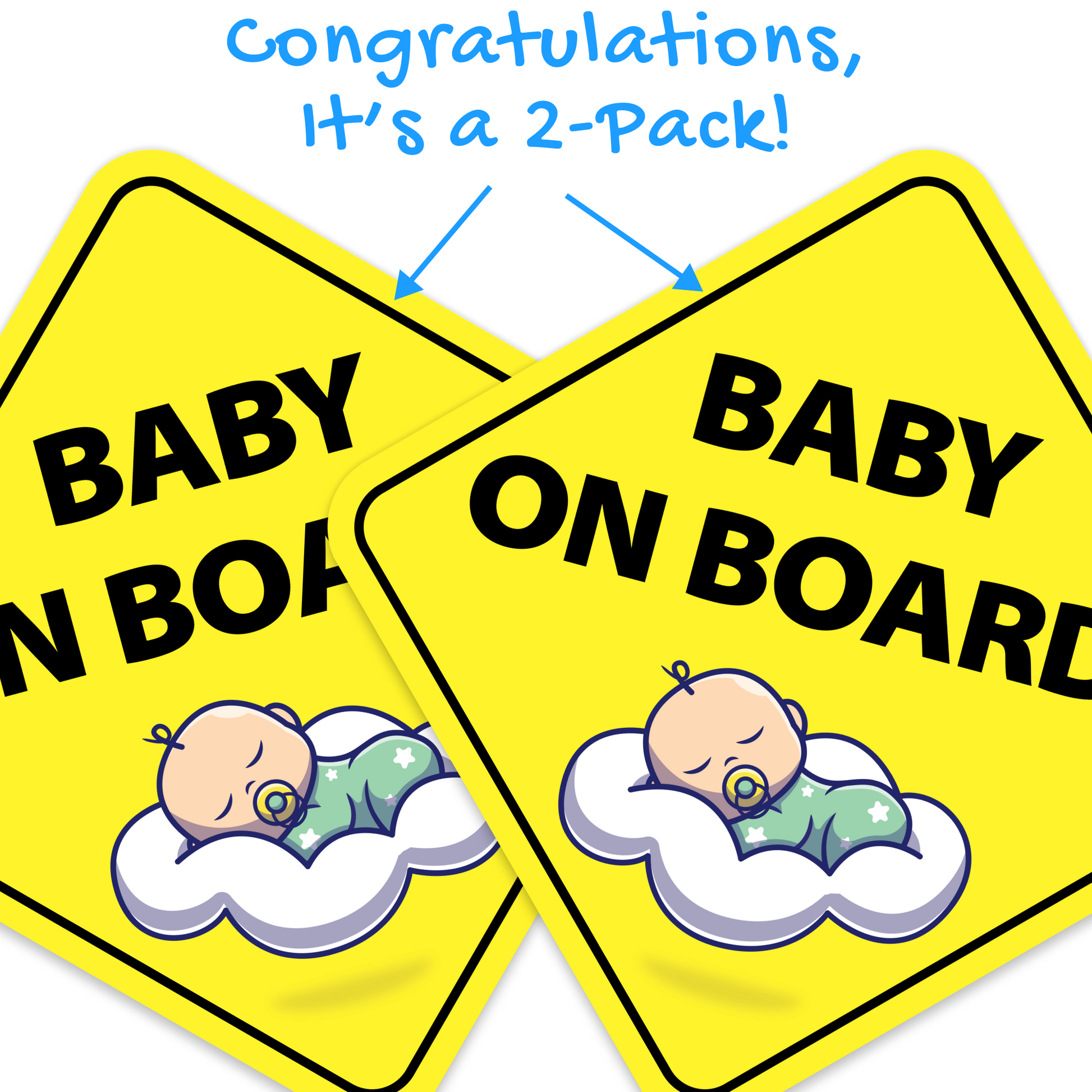 Baby on Board Stickers - No Paint Damage - Sleepy Baby (2-Pack) – Stickios